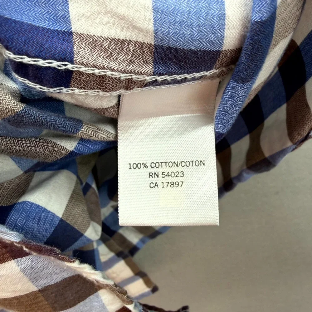 Banana Republic Dress Shirt Men XL Multi Gingham Plaid Cotton Business Button Up